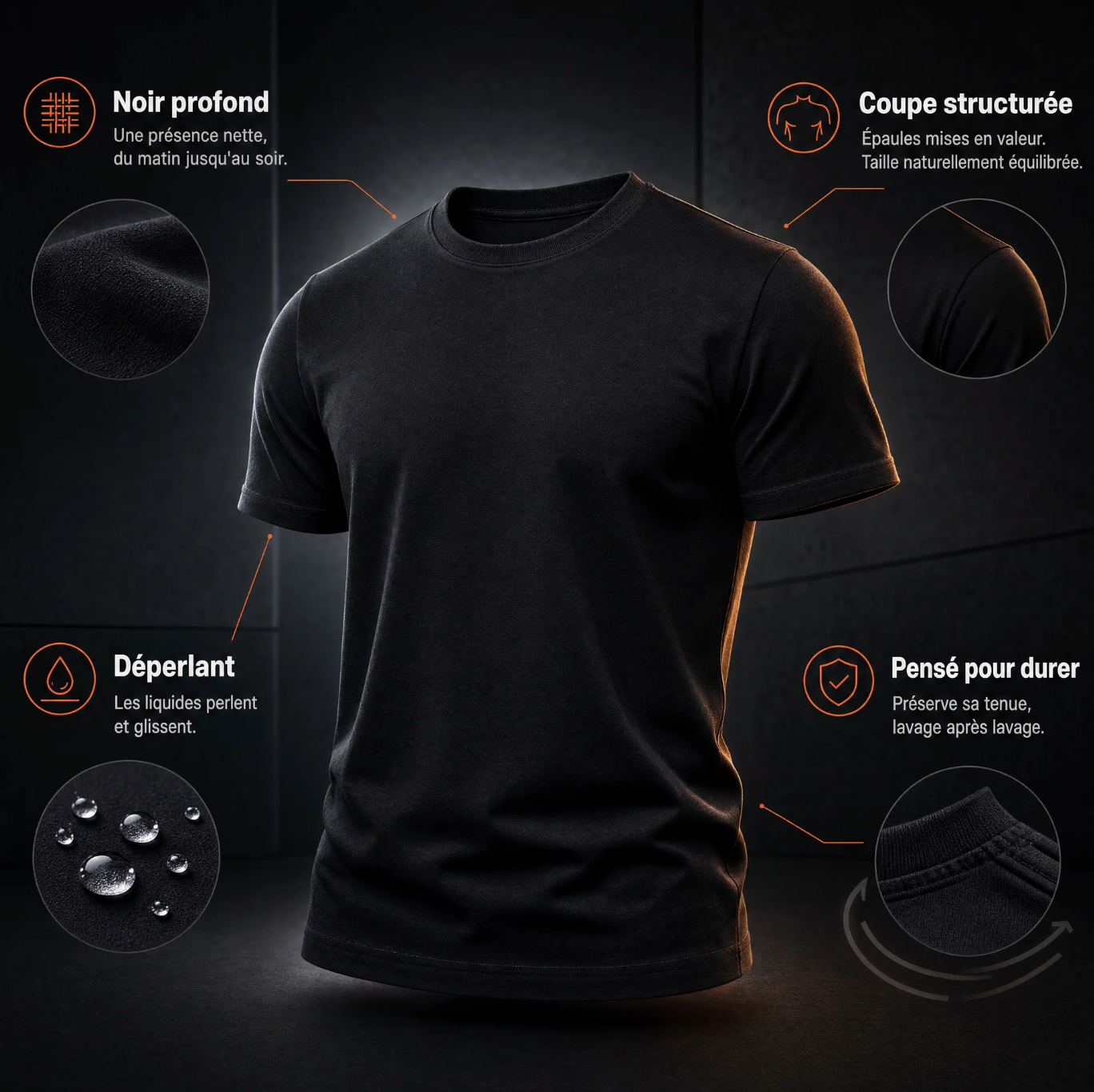 T-shirt premium anti-taches pour homme